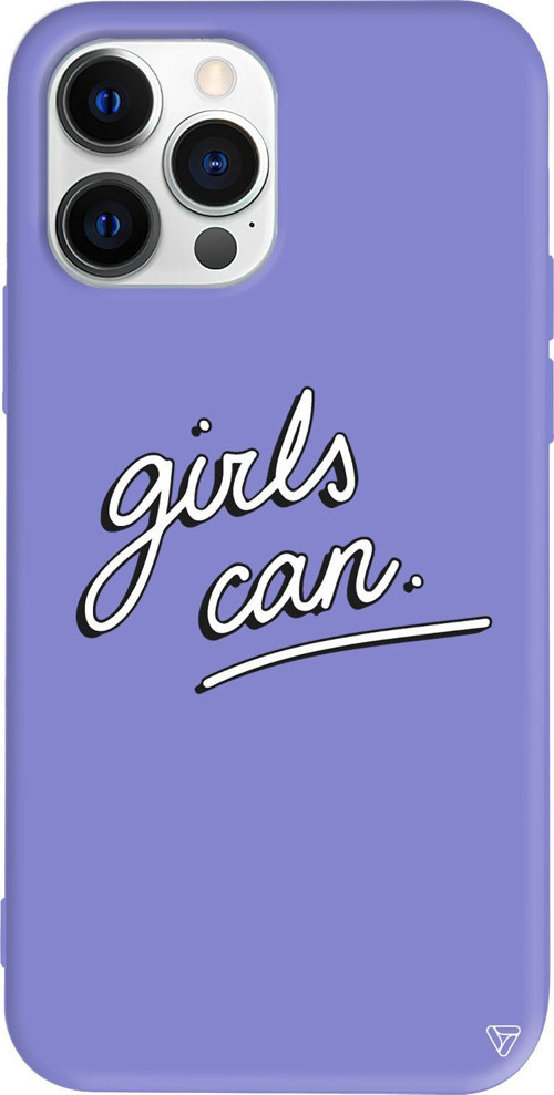 iPhone 15 Pro Uyumlu Lila Renkli Silikon Girls Can! Telefon Kılıfı