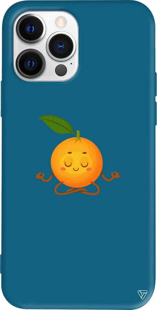 iPhone 15 Pro Uyumlu Lacivert Renkli Silikon Meditasyon Portakal Telefon Kılıfı