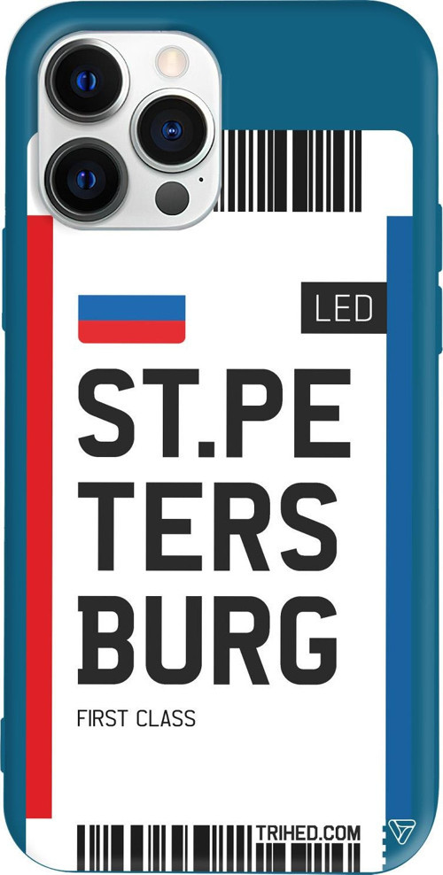 iPhone 15 Pro Uyumlu Lacivert Renkli Silikon ST. Petersburg Bileti Telefon Kılıfı