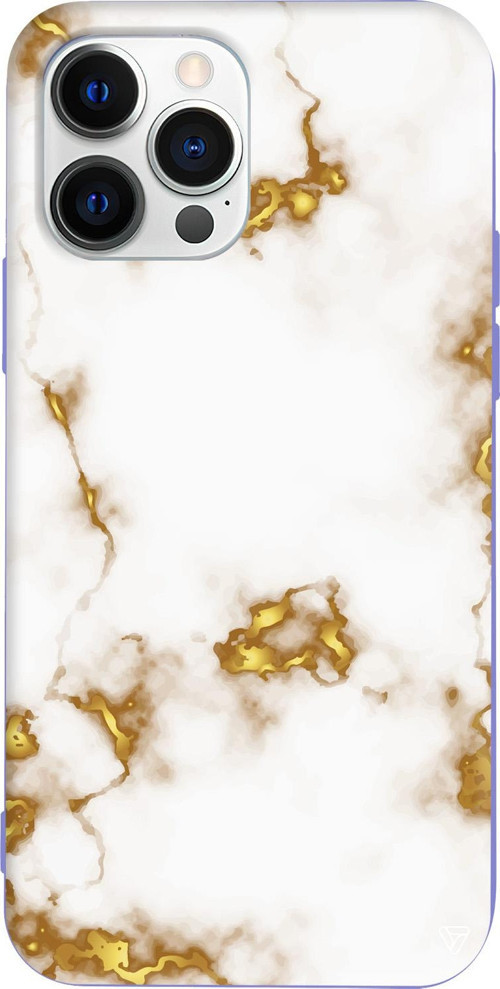 iPhone 15 Pro Uyumlu Lila Renkli Silikon Gold Catlak Telefon Kılıfı