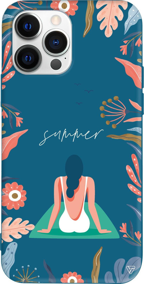 iPhone 15 Pro Uyumlu Lacivert Renkli Silikon Summer Vacation Telefon Kılıfı