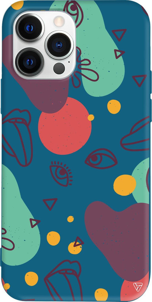 iPhone 15 Pro Uyumlu Lacivert Renkli Silikon Mor Soyut Abstract Koleksiyonu Telefon Kılıfı