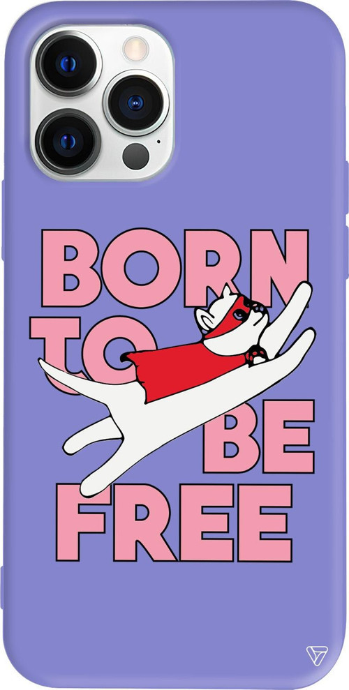iPhone 15 Pro Uyumlu Lila Renkli Silikon Born to be Free Telefon Kılıfı