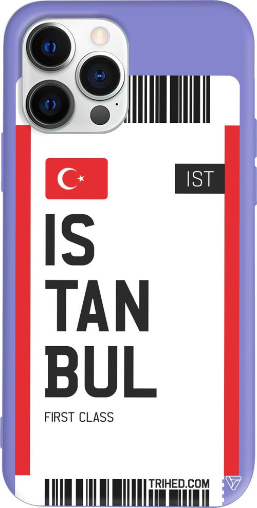 iPhone 15 Pro Uyumlu Lila Renkli Silikon İstanbul Bileti Telefon Kılıfı