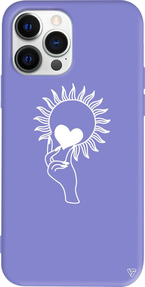 iPhone 15 Pro Uyumlu Lila Renkli Silikon Keep Heart Telefon Kılıfı