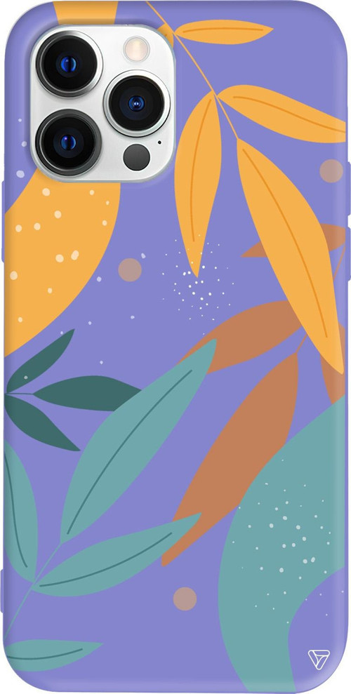 iPhone 15 Pro Uyumlu Lila Renkli Silikon Leaf Shape Abstract Koleksiyonu Telefon Kılıfı