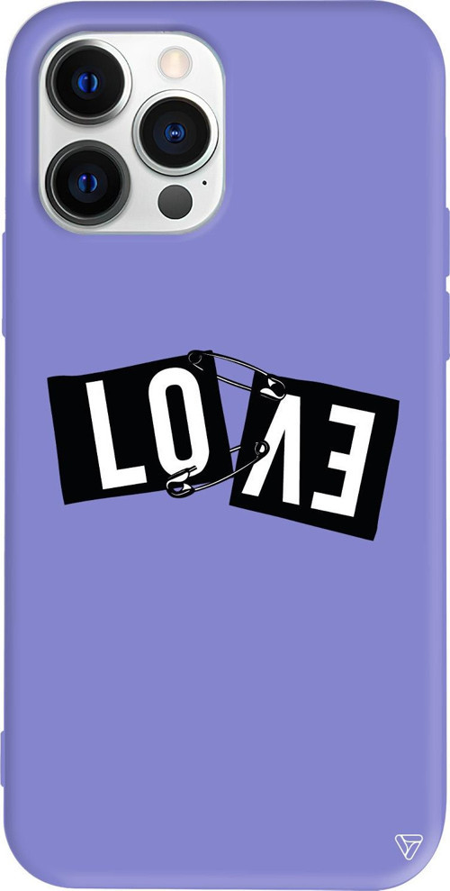 iPhone 15 Pro Uyumlu Lila Renkli Silikon Love Telefon Kılıfı