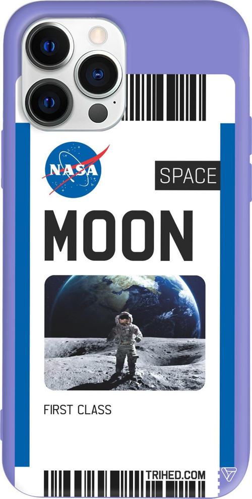 iPhone 15 Pro Uyumlu Lila Renkli Silikon Moon Bileti Telefon Kılıfı