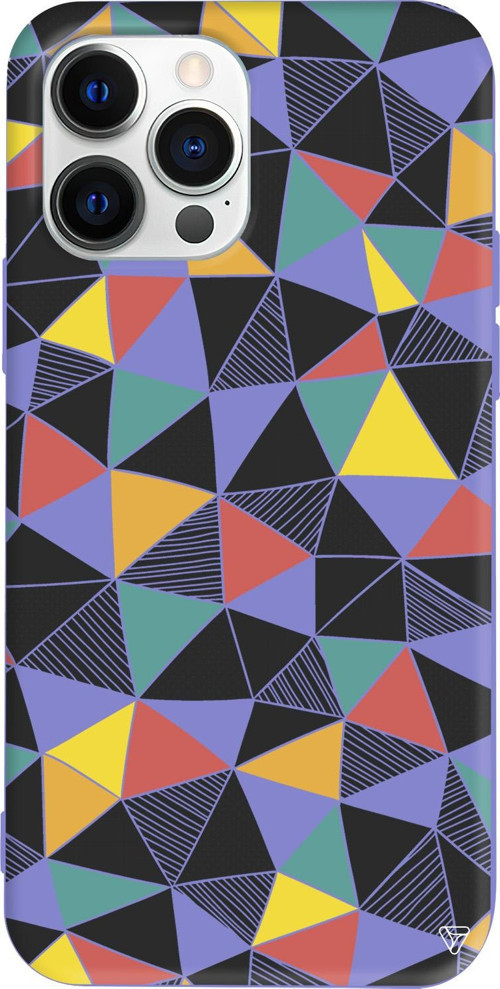 iPhone 15 Pro Uyumlu Lila Renkli Silikon Mosaic Abstract Koleksiyonu Telefon Kılıfı