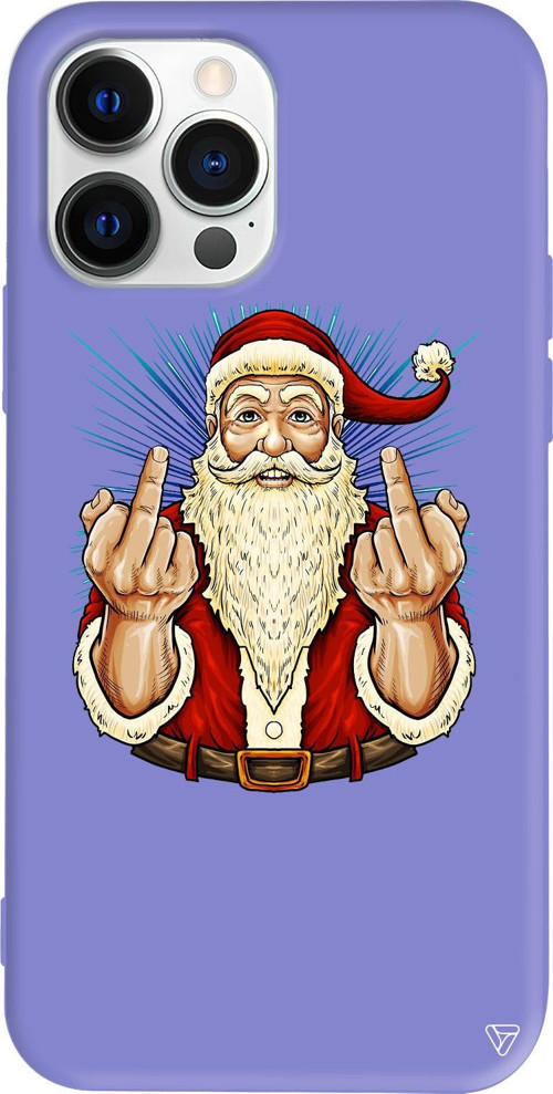 iPhone 15 Pro Uyumlu Lila Renkli Silikon Naughty Santa Telefon Kılıfı