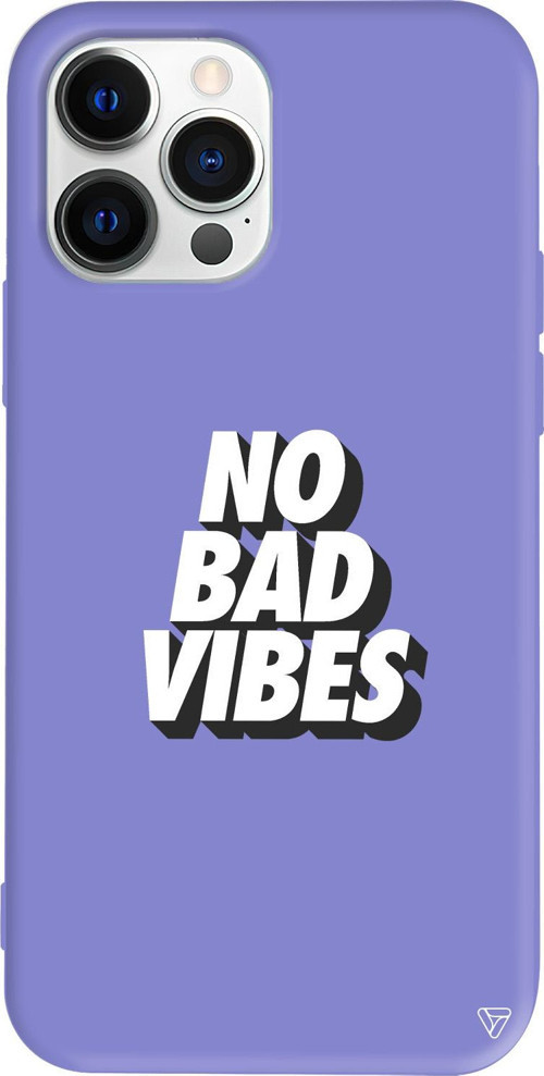 iPhone 15 Pro Uyumlu Lila Renkli Silikon No Bad Vibes Telefon Kılıfı