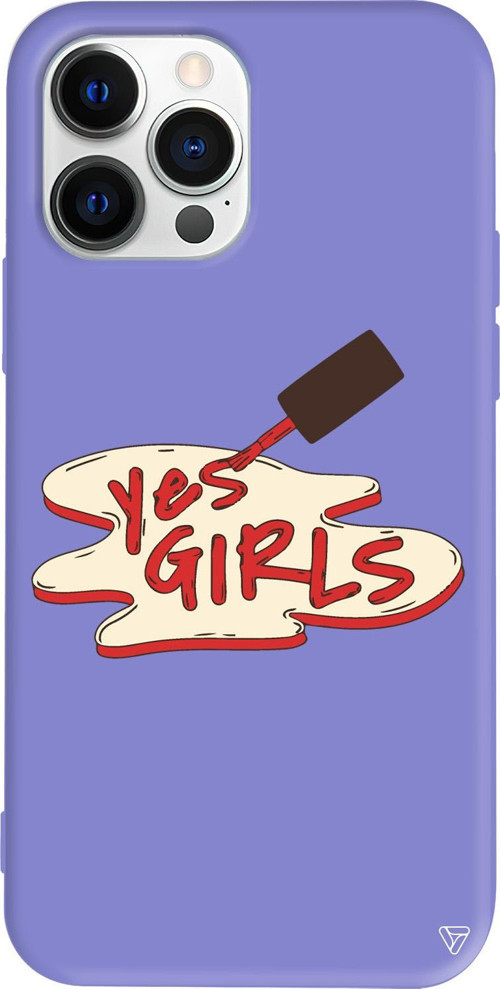 iPhone 15 Pro Uyumlu Lila Renkli Silikon Yes Girls Telefon Kılıfı