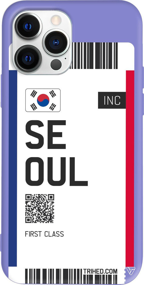 iPhone 15 Pro Uyumlu Lila Renkli Silikon Seoul Bileti Telefon Kılıfı