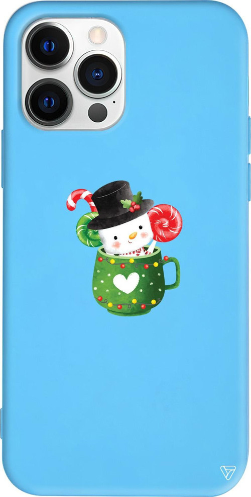 iPhone 15 Pro Uyumlu Mavi Renkli Silikon A Cup Of Xmas Telefon Kılıfı