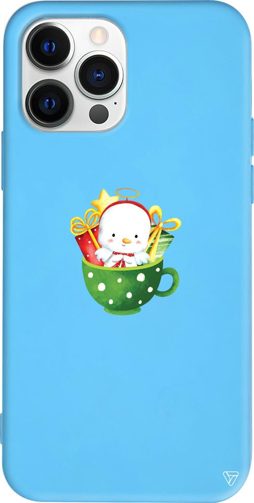 iPhone 15 Pro Uyumlu Mavi Renkli Silikon A Cup Of Xmas 6 Telefon Kılıfı