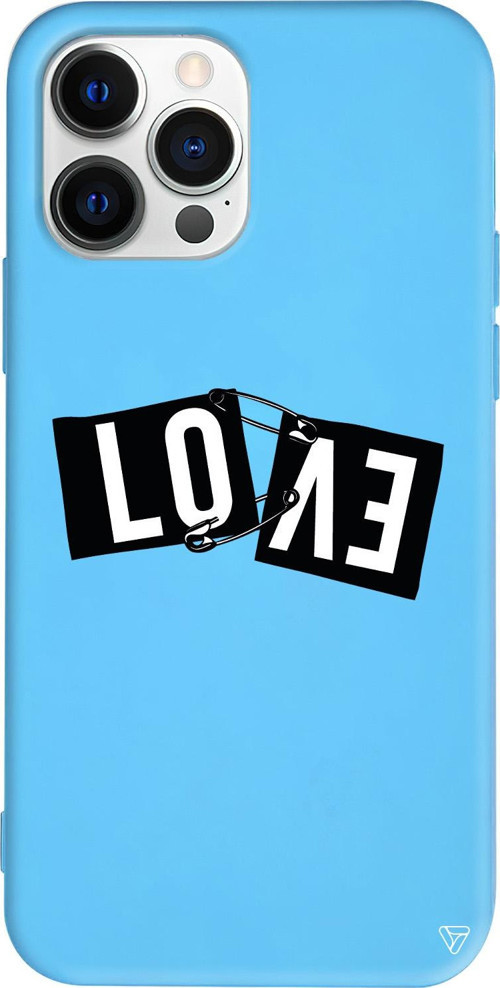 iPhone 15 Pro Uyumlu Mavi Renkli Silikon Love Telefon Kılıfı