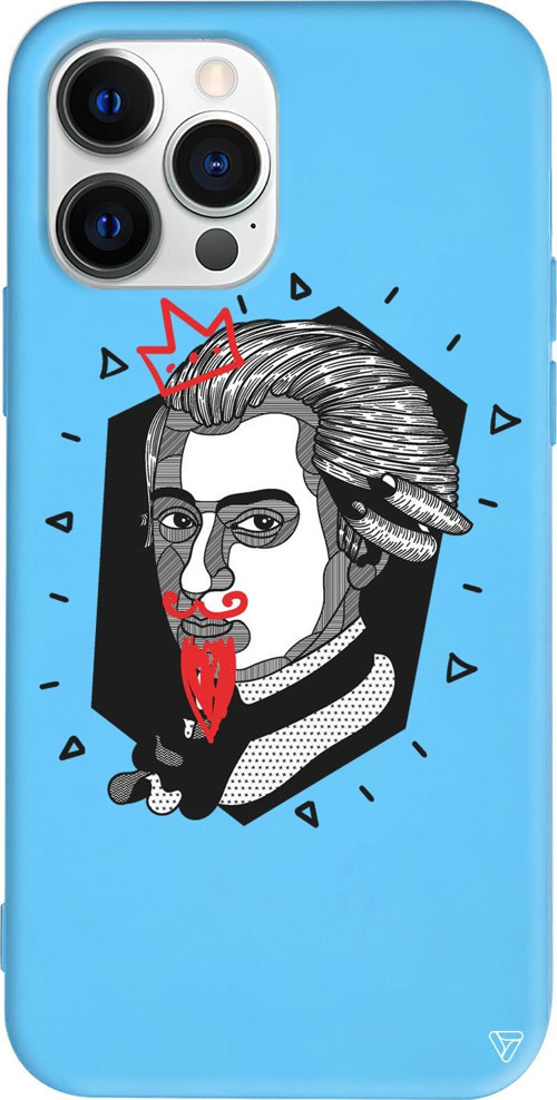 iPhone 15 Pro Uyumlu Mavi Renkli Silikon Amadeus Mozart Telefon Kılıfı