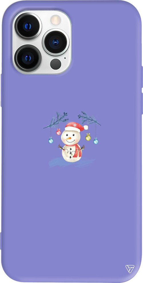 iPhone 15 Pro Uyumlu Lila Renkli Silikon Sugar Snowman Telefon Kılıfı