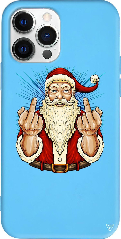 iPhone 15 Pro Uyumlu Mavi Renkli Silikon Naughty Santa Telefon Kılıfı