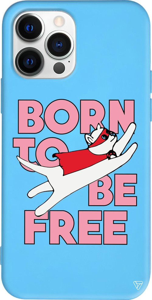 iPhone 15 Pro Uyumlu Mavi Renkli Silikon Born to be Free Telefon Kılıfı