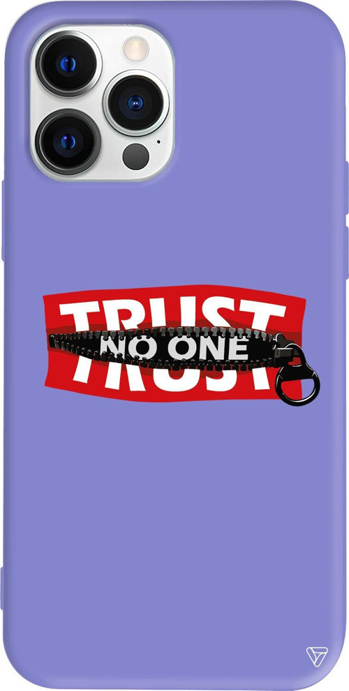iPhone 15 Pro Uyumlu Lila Renkli Silikon Trust No One Telefon Kılıfı