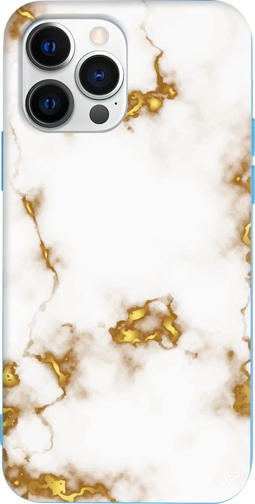 iPhone 15 Pro Uyumlu Mavi Renkli Silikon Gold Catlak Telefon Kılıfı