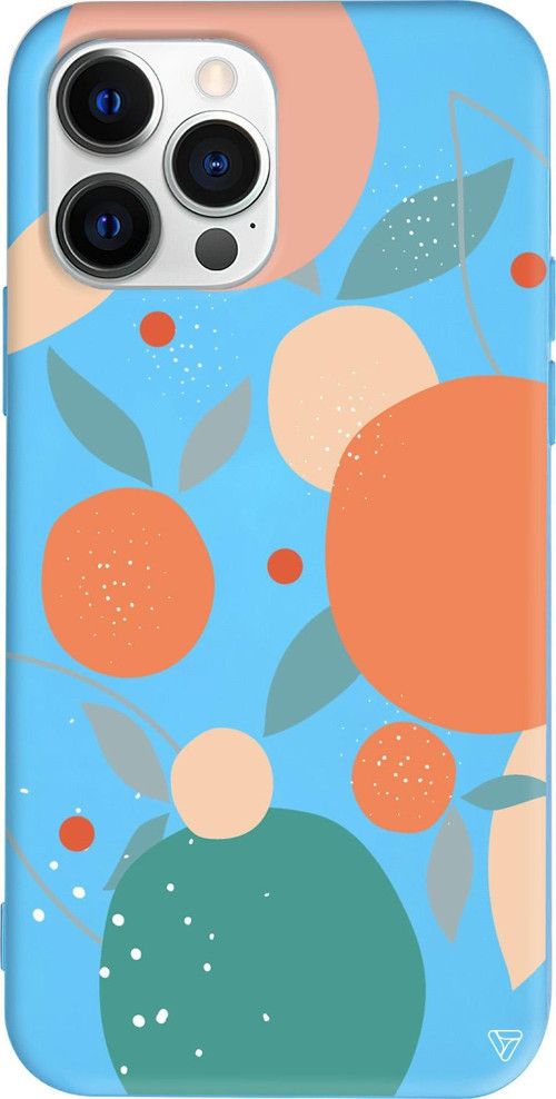 iPhone 15 Pro Uyumlu Mavi Renkli Silikon Orange Shape Abstract Koleksiyonu Telefon Kılıfı