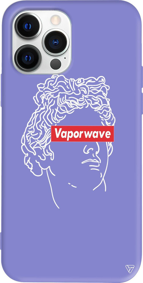 iPhone 15 Pro Uyumlu Lila Renkli Silikon Vaporwave Telefon Kılıfı
