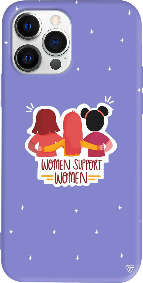 iPhone 15 Pro Uyumlu Lila Renkli Silikon Woman Support Telefon Kılıfı
