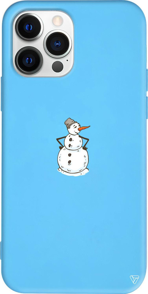iPhone 15 Pro Uyumlu Mavi Renkli Silikon Snowman Is Bored Telefon Kılıfı