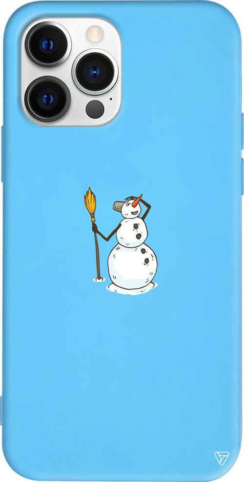 iPhone 15 Pro Uyumlu Mavi Renkli Silikon Snowman Looking Around Uyumlu Telefon Kılıfı