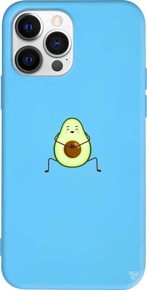 iPhone 15 Pro Uyumlu Mavi Renkli Silikon Cute Avokado Telefon Kılıfı