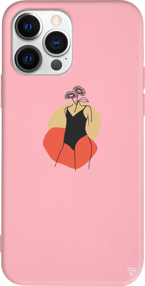 iPhone 15 Pro Uyumlu Pembe Renkli Silikon Flower Girl Standing Telefon Kılıfı