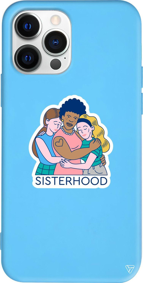 iPhone 15 Pro Uyumlu Mavi Renkli Silikon Sisterhood Telefon Kılıfı