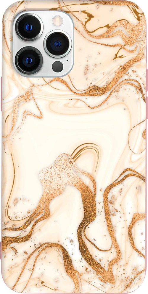 iPhone 15 Pro Uyumlu Pembe Renkli Silikon Gold Marble Telefon Kılıfı