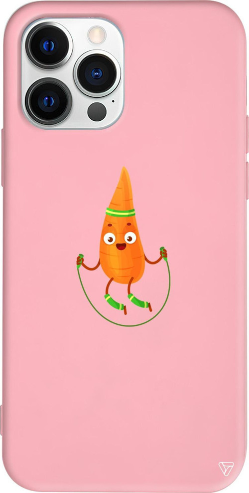 iPhone 15 Pro Uyumlu Pembe Renkli Silikon Hopper Havuç Telefon Kılıfı