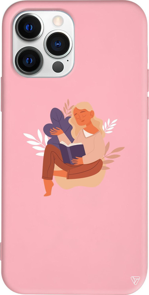 iPhone 15 Pro Uyumlu Pembe Renkli Silikon Book Lover Telefon Kılıfı
