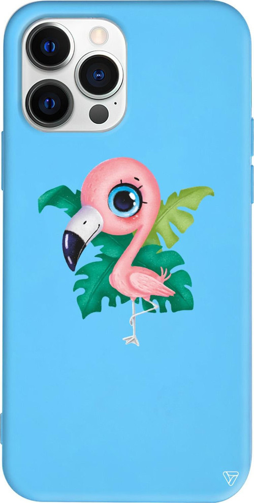 iPhone 15 Pro Uyumlu Mavi Renkli Silikon Yavru Flamingo Telefon Kılıfı
