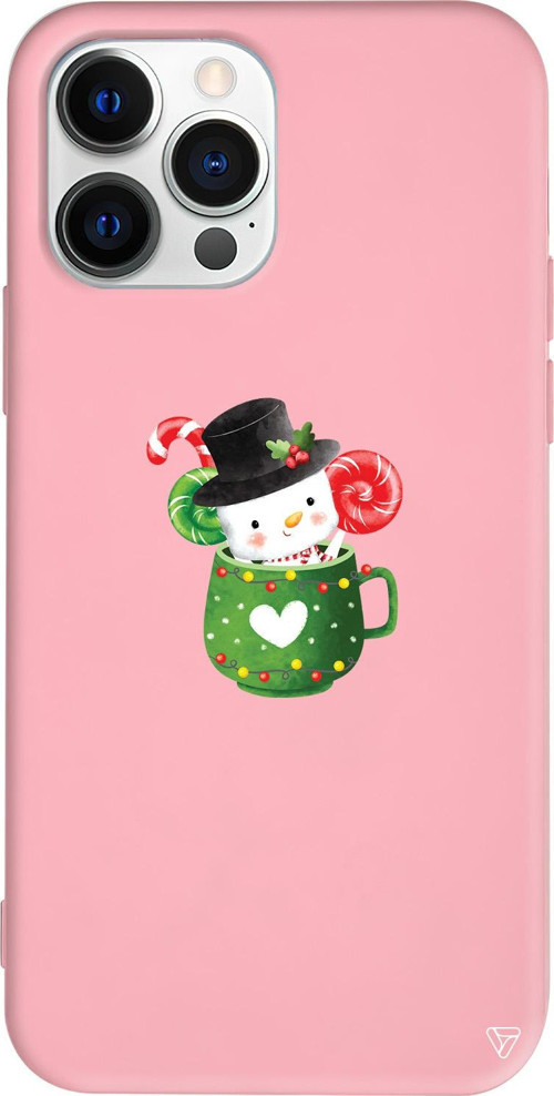 iPhone 15 Pro Uyumlu Pembe Renkli Silikon A Cup Of Xmas Telefon Kılıfı