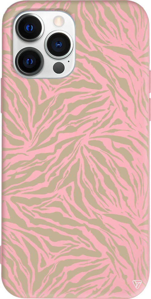 iPhone 15 Pro Uyumlu Pembe Renkli Silikon Leopar Deseni Telefon Kılıfı
