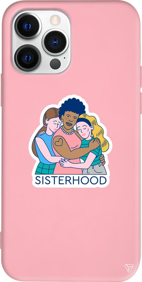 iPhone 15 Pro Uyumlu Pembe Renkli Silikon Sisterhood Telefon Kılıfı