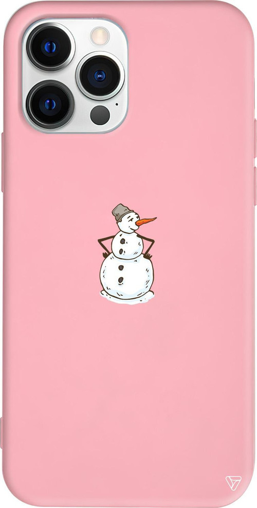 iPhone 15 Pro Uyumlu Pembe Renkli Silikon Snowman Is Bored Telefon Kılıfı