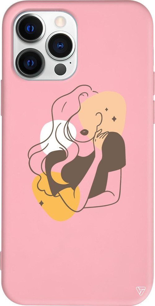 iPhone 15 Pro Uyumlu Pembe Renkli Silikon Sophia Telefon Kılıfı
