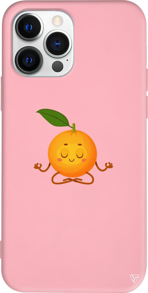 iPhone 15 Pro Uyumlu Pembe Renkli Silikon Meditasyon Portakal Telefon Kılıfı