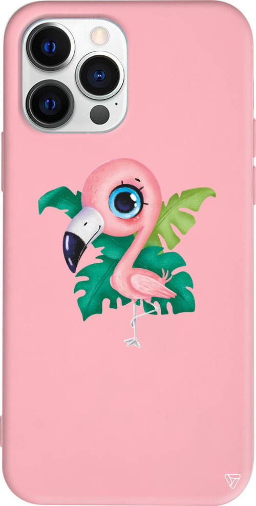 iPhone 15 Pro Uyumlu Pembe Renkli Silikon Yavru Flamingo Telefon Kılıfı