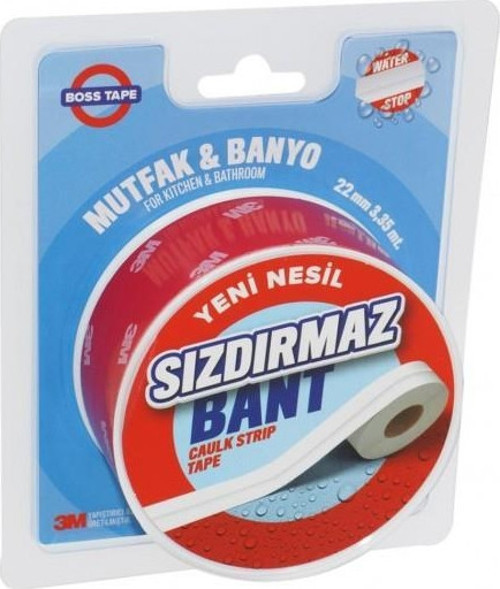 Su Sızdırmaz Bant Mutfak Lavabo Pencere Tezgah Sızdırmazlık Bandı 22mmX3,35 MT 1Adet