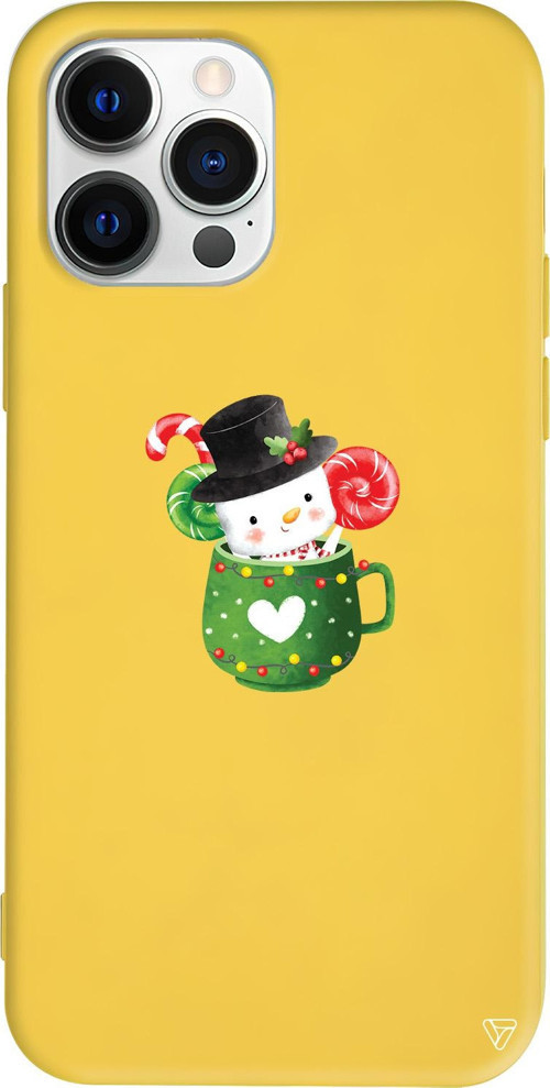 iPhone 15 Pro Uyumlu Sarı Renkli Silikon A Cup Of Xmas Telefon Kılıfı