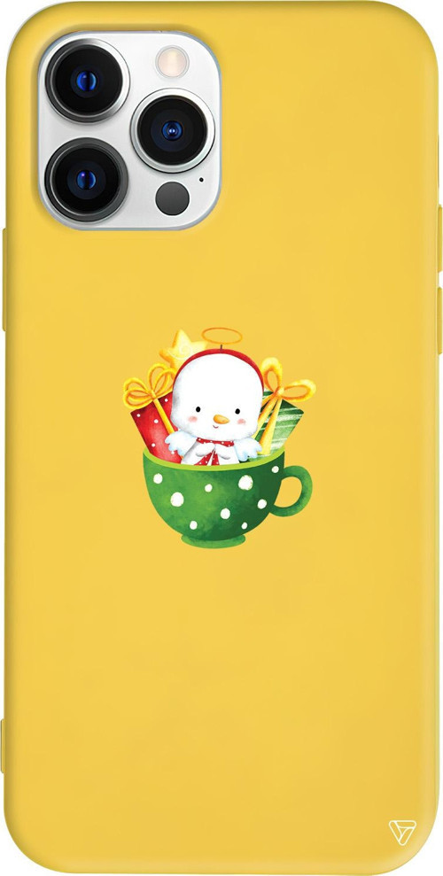 iPhone 15 Pro Uyumlu Sarı Renkli Silikon A Cup Of Xmas 6 Telefon Kılıfı