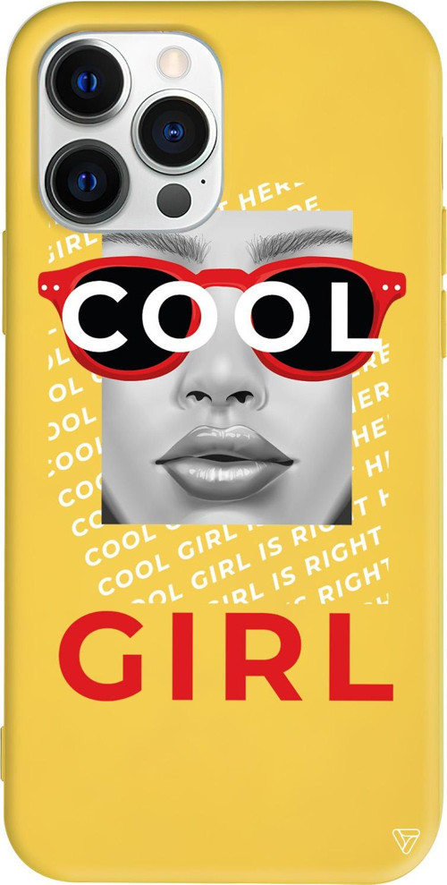 iPhone 15 Pro Uyumlu Sarı Renkli Silikon Cool Girl Telefon Kılıfı