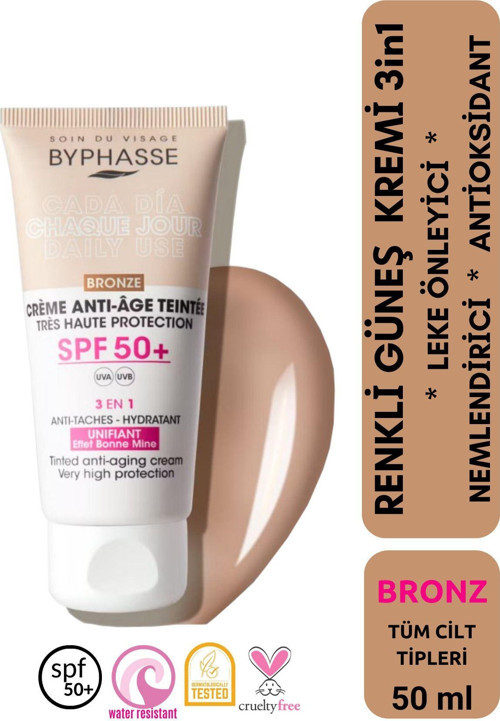 Anti-Aging Renkli Sıvı Güneş Kremi Bronz Renk- Yeni Nesil Güneş Filtreli Hibrit Formül 50ml
